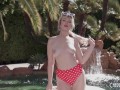 Natural Boob Babe Lilly Bell Is The Cherry Of The Year and Loves Masturbating With Her Glass Dildo Outdoors By The Pool