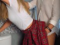 The guy saw his stepsister in the toilet in a school uniform and decided to fuck her right there.4K