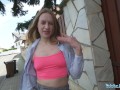 Public Agent thin woman with small boob fucked by a huge cock in a garden shed