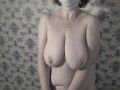 Mature BBW MILF gets naked and shows her big saggy soft natural tits.