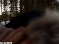 Risky public deepthroat blowjob in beautiful winter landscape