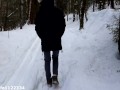 Risky public deepthroat blowjob in beautiful winter landscape