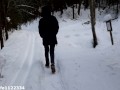 Risky public deepthroat blowjob in beautiful winter landscape