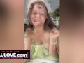 Babe driving naked at nudist resort then masturbating poolside to vibrator orgasm with behind the scenes - Lelu Love