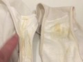 Showing up close Very Dirty Panties and pissing in them