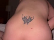 You can’t miss this hot n horny housewife riding the boy nextdoors cock till she is so full of cum!!