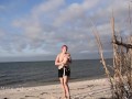 Showing off my naked body on the beach