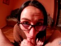 Nerdy Girl in Glasses Sucks Cock in POV - Black Lynn