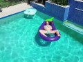 Rubbing my pussy in the pool