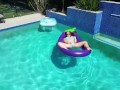 Rubbing my pussy in the pool