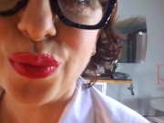 Office Obsession, The naked secretary in the office puts on nylon, underwear, stockings, office 11