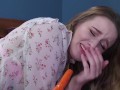 Babe gets anal carrot