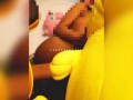 Ebony egirl  plays with pikachu as if they were you