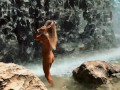 Monika Fox Posing Naked Under A Waterfall