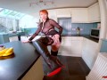 Big titty redhead wife shoves a big dildo deep into her cunt