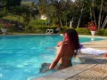 I fuck with my friend in the pool until we cum, we wait for the gardener to join - BlackBarbie