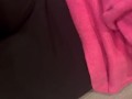 small cumshot on her leggings while watching tv