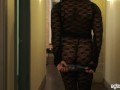 BOBSTGIRLS: Sensational black shemale in fishnet suit with big ass masturbates