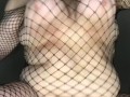 View from below of big titty goth BBW getting fucked wearing fishnets