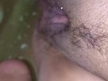 Hot cum with hot piss coming out from her tight pussy