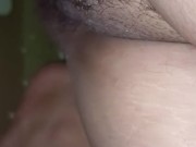 Hot cum with hot piss coming out from her tight pussy