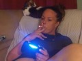 Secretary comes home from work and teases you with her panties while she smokes cigarettes and play