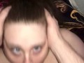 POV face fucking blue eyed PAWG, cover my tongue with your  thick cum