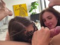 Double Blowjob During Real Photoshoot With Amateur Teen Models - POV Double BJ