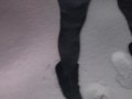 Desperation highway pee in snow in freezing temperatures