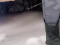 Desperation highway pee in snow in freezing temperatures