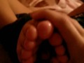 Tired Girl Tied Toes around my cock Footjob