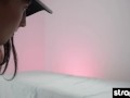 Androgynous beauty films herself masturbating to an orgasm