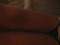 POV stepdaughter in booty shorts sits on daddy's lap and gets a thighjob legjob oily Massage
