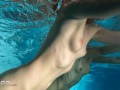 Lesbea Czech babe Lilly Bella lez fingering orgasm in sauna swimming pool