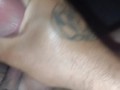Watch pre cum leak out of my dick while jerking off in adult theater in front of people watching