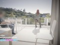 I fuck a stranger on hotel´s terrace while my cuckold husband watches! Outdoor sex for voyeurs