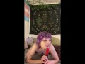 Sucking big demon dildo