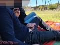 French Teacher Handjob Amateur on public park to student with Cumshot - MissCreamy