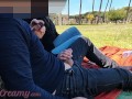 French Teacher Handjob Amateur on public park to student with Cumshot - MissCreamy