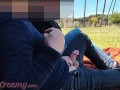 French Teacher Handjob Amateur on public park to student with Cumshot - MissCreamy