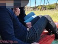 French Teacher Handjob Amateur on public park to student with Cumshot - MissCreamy