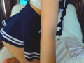 Japanese schoolgirl and 22cm VAGINA BIG DILDO PLAN IN SCHOOLGIRL