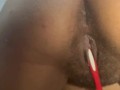She puts toothbrush in her asshole