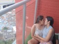 I fuck my stepbrother's girlfriend on the balcony of the apartment.