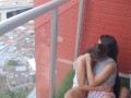 I fuck my stepbrother's girlfriend on the balcony of the apartment.