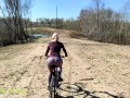 Stepmom called to ride a bike, I had to fuck her and cum on her pussy