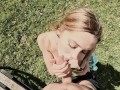 HOT GIRL WITHOUT PANTIES IS FUCKED IN THE FIELD