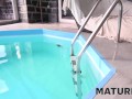 MATURE4K. Easily guy manages to serve blonde with fit body by the pool