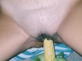 He Cumshots me with a Corn Cob in my tight Pussy