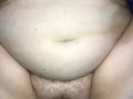 BIG TIT CHUBBY HOUSEWIFE GETS CUM SHOT ONTO HER CHUBBY BELLY AND HAIRY PUSSY